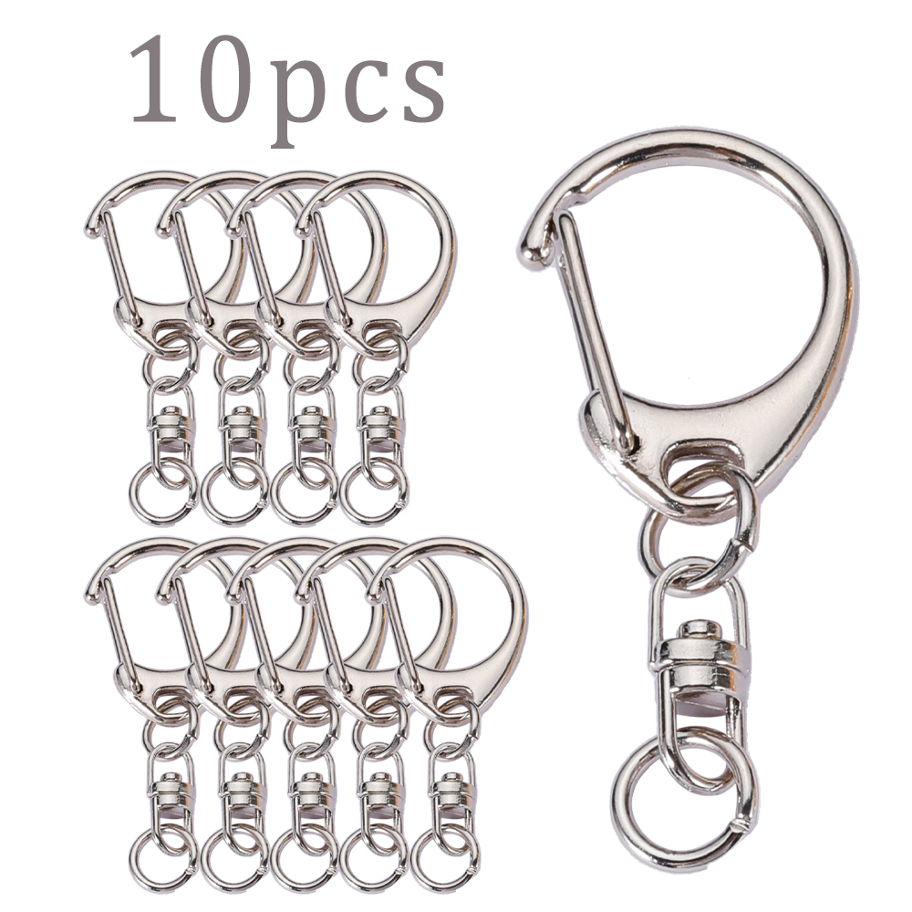 10 stuks C-gesp draaisluiting sleutelhanger 8 vorm sleutelhanger sleutelhanger ring metalen haken clip kleine sluitingen sieraden maken: WHITE