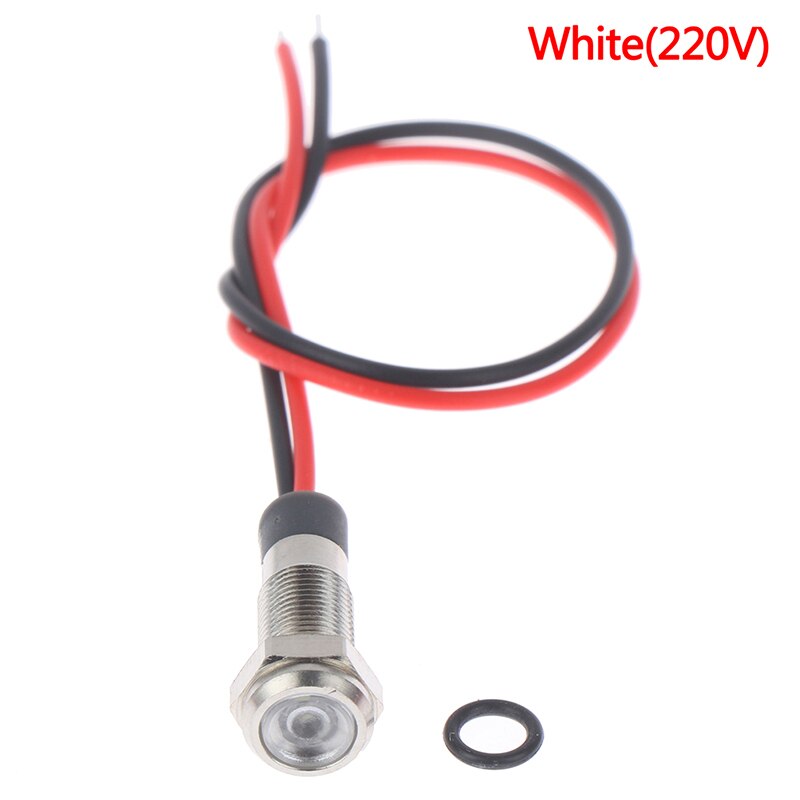 IP67 Waterproof LED Metal Warning Indicator Light 6mm Signal Lamp 3v-6v/12-24V /220v: White 220V