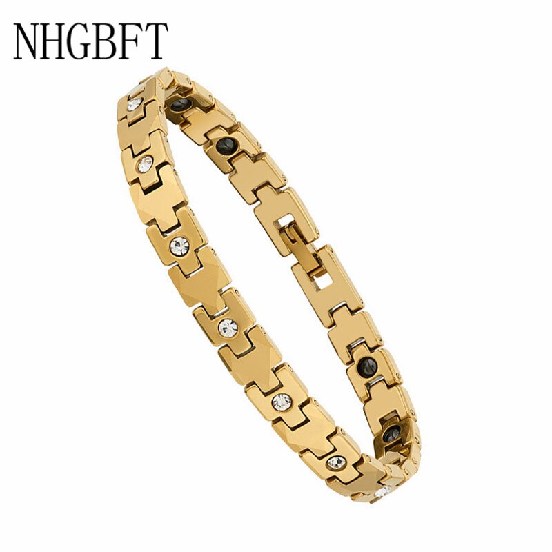 Nhgbft Vrouwen Rose Goud Kleur Tungsten Carbide Armbanden Energiebalans Gezondheidszorg Armband Minnaar Sieraden