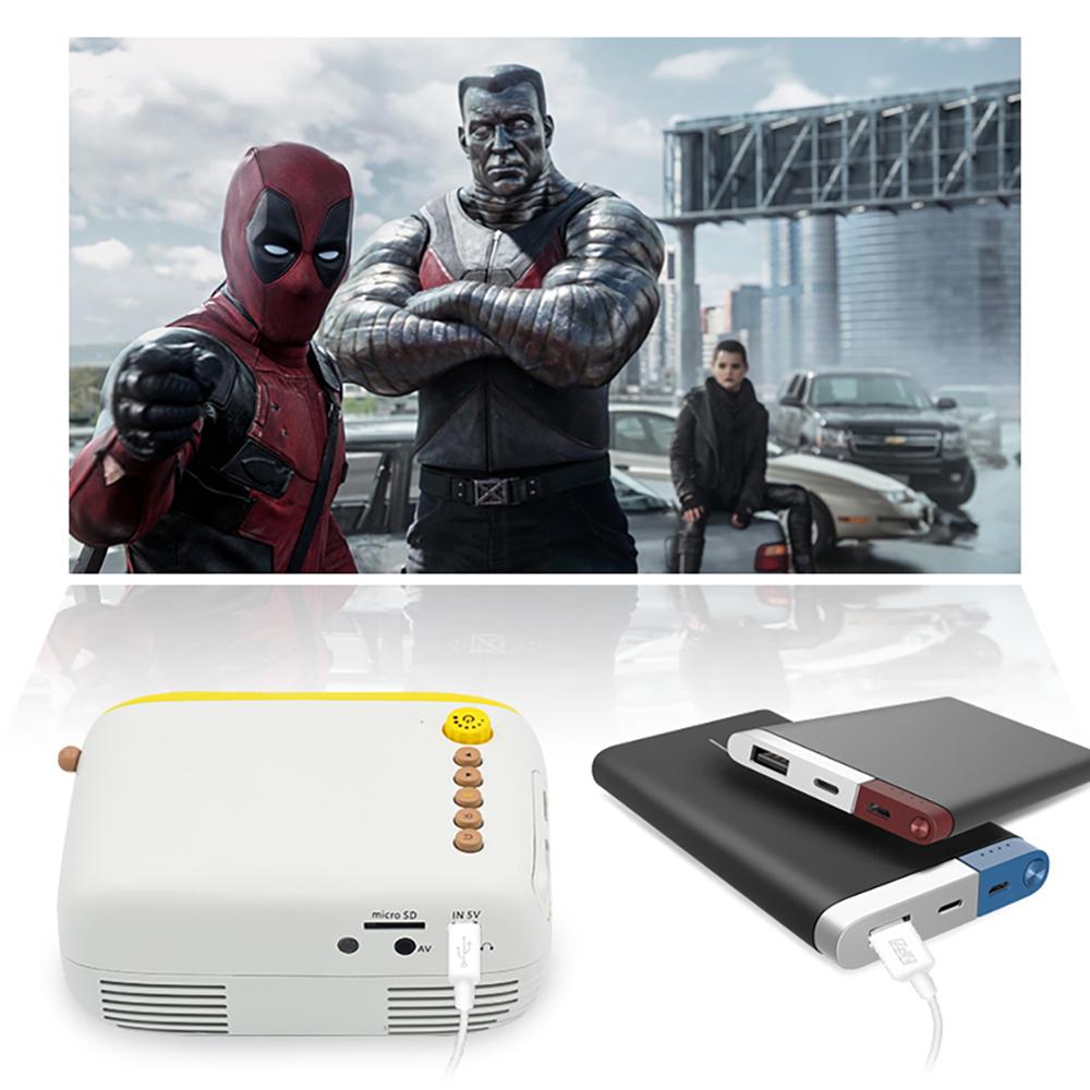 EU Plug yellow YG200 home mini projector LED portable handheld projector supports HD 1080P