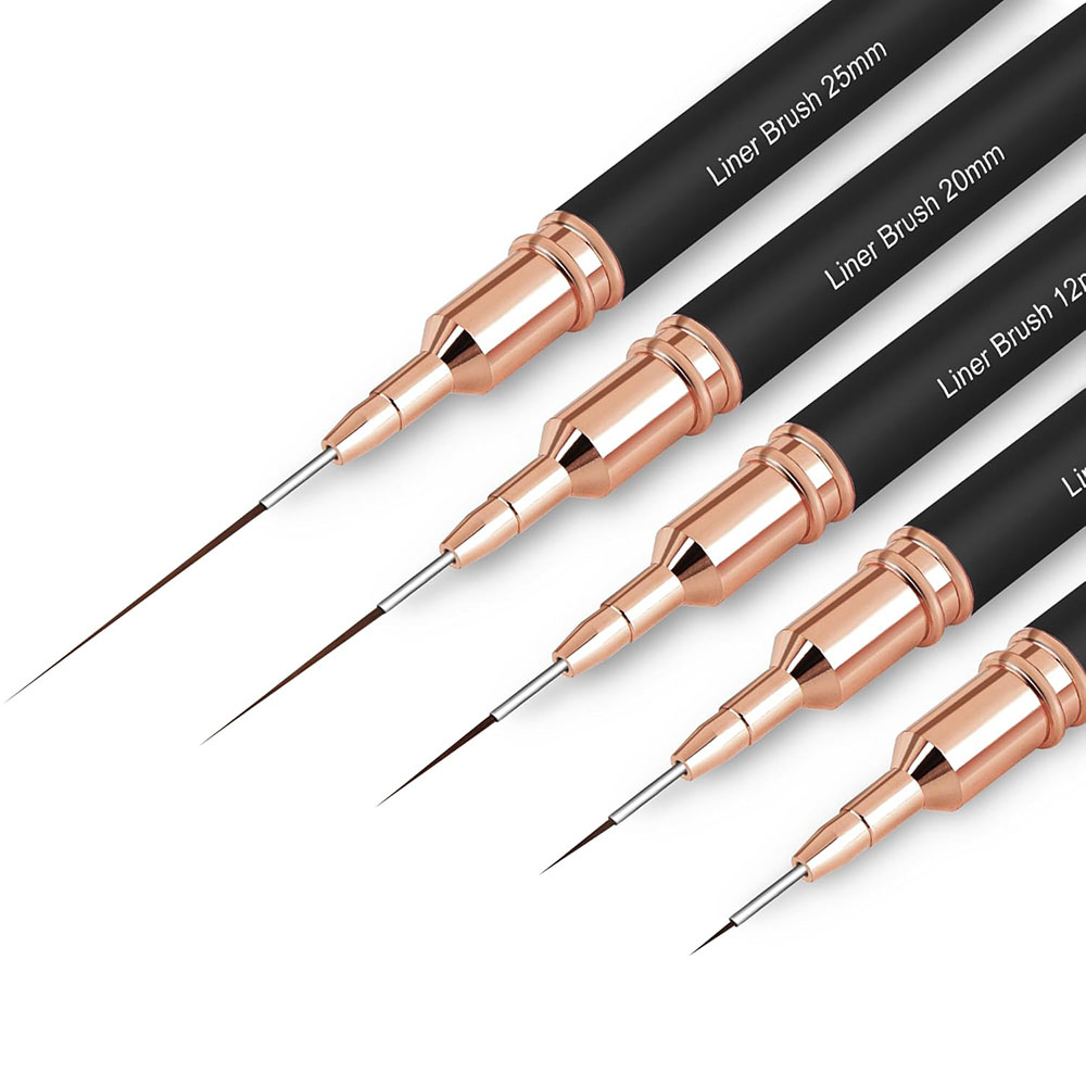 Pinceaux Noirs Pour Nail Art - Lot De 5 Tailles (8/12/20/25) - Stylo à Design D'ongles