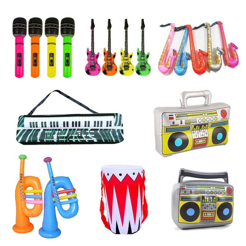 15cps Inflatables Gitaar Saxofoon Microfoon Ballonnen Muziekinstrumenten Speelgoed Accessoires Voor Kinderen Zwembad Feestartikelen