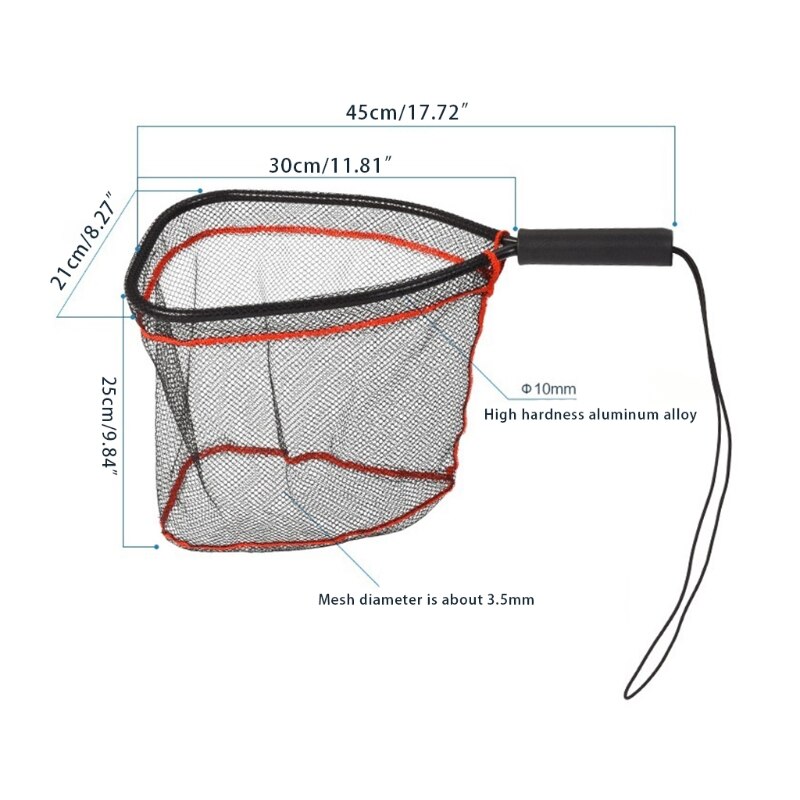 Floating Fishing Net for Salmon, Fly, Kayak, Catfish, Bass, Trout Fishing, Rubber Coated Landing Net 87HF