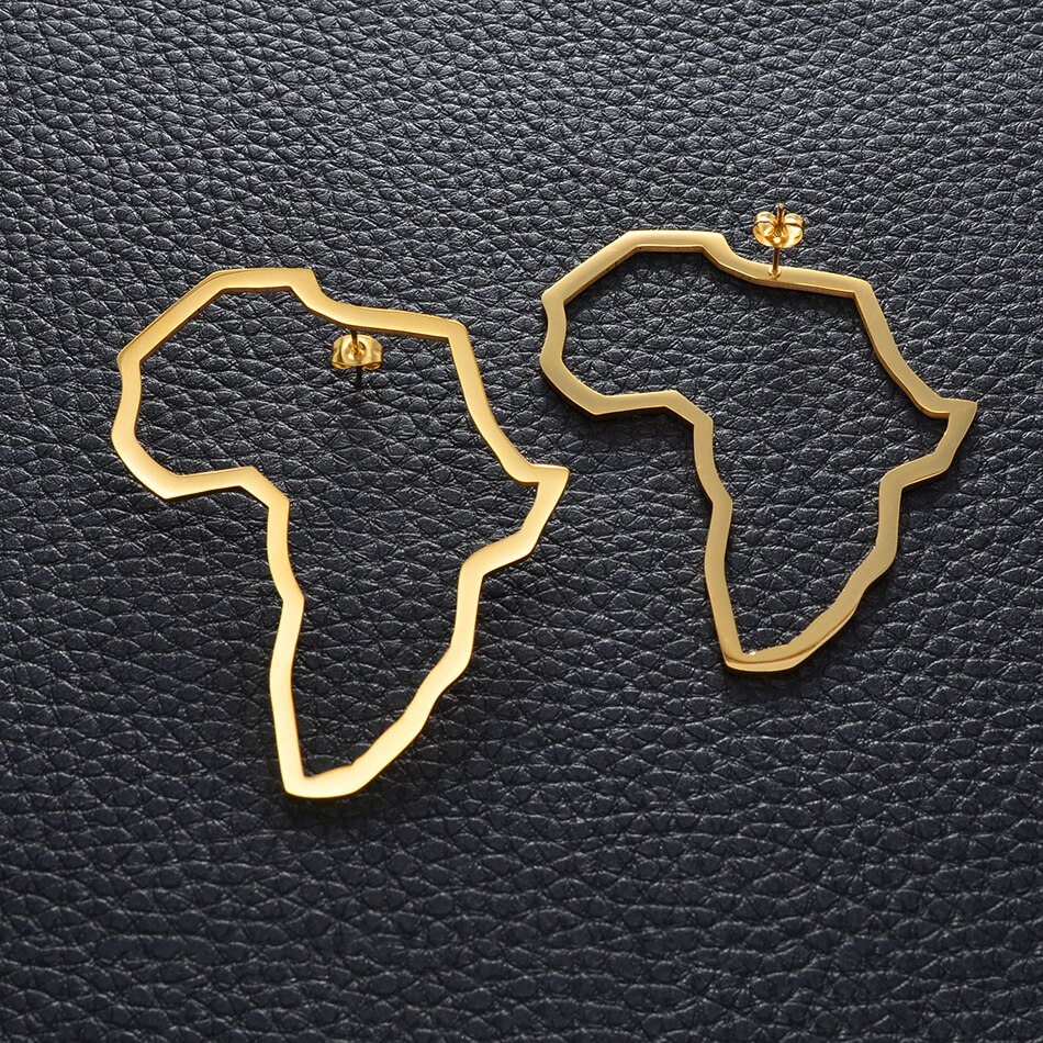 Anniyo Afrika Karte Übertreibung Größehe Ohrringe Zucht Frauen Silber Farbe/Gold/Rose Gold Afrikanischen Schmuck Übertrieben Ohrringe #158321