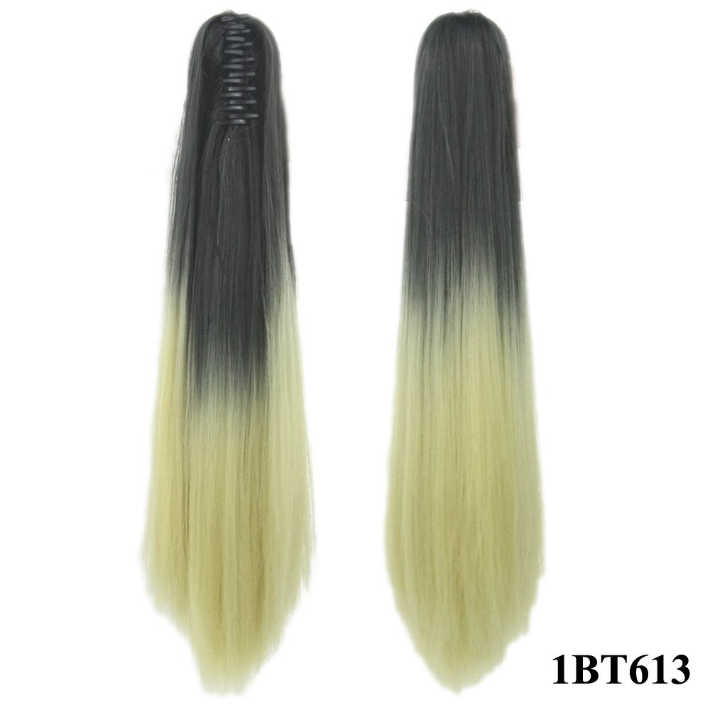 Lange Rechte Synthetische Paardenstaart Vrouwen Ombre Hair Stuk Staart Hoge Temperatuur Fiber Pony Tail Hair Extensions voor Dame: 1bt613