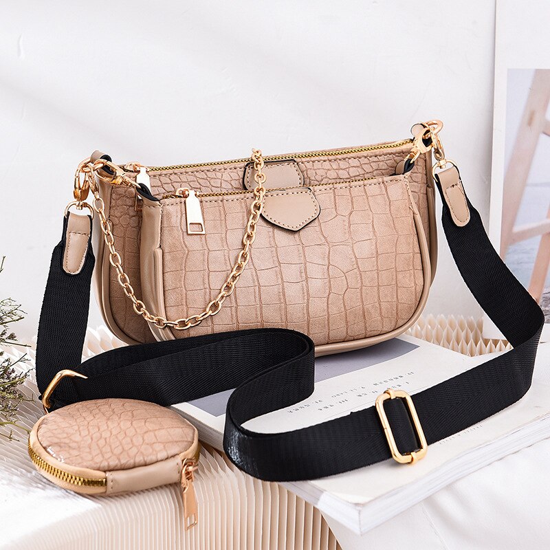 Vrouwen Chain Crossbody Tas Voor Vrouwen Zacht Lederen Schoudertas Messenger Bags Vrouwelijke Handtas En Portemonnee: Khaki