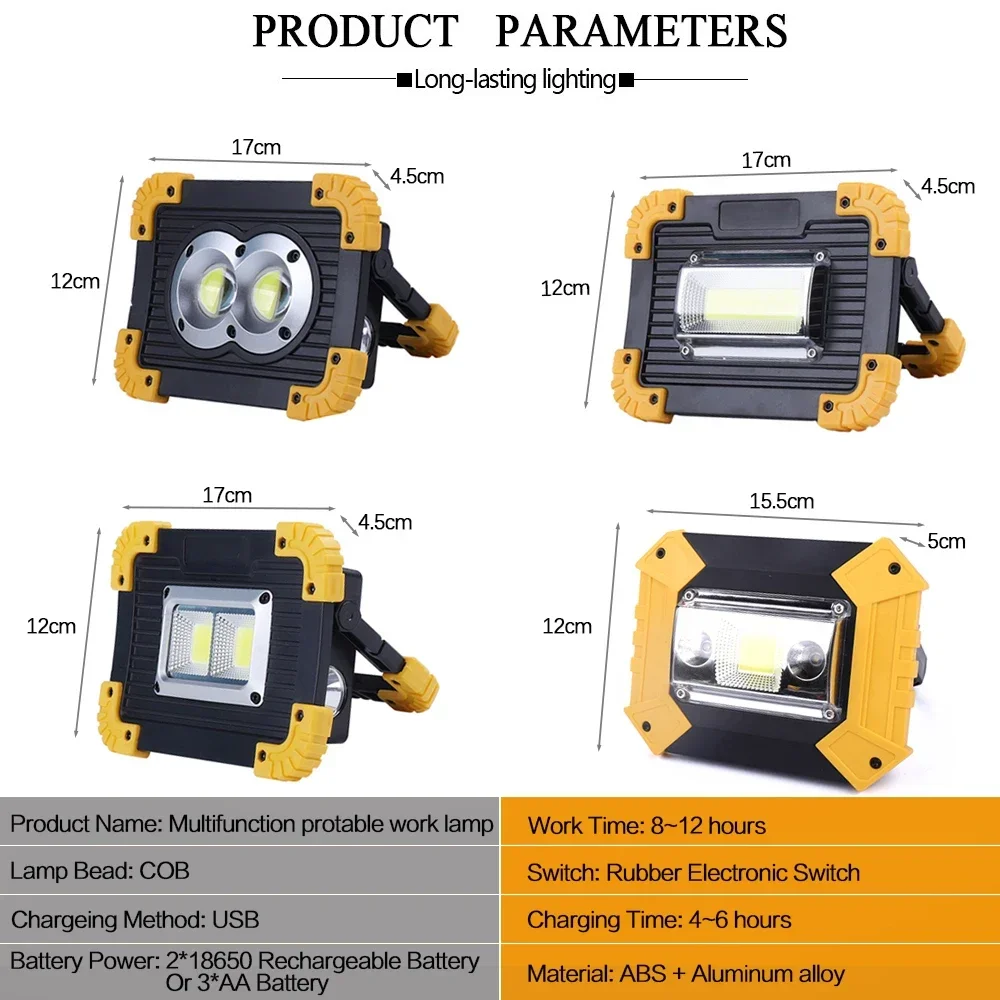 380W Powerful Spotlight Portable Work Lights LED Rechargeable Waterproof Outdoor Power Bank Lantern for Search Camping by 18650