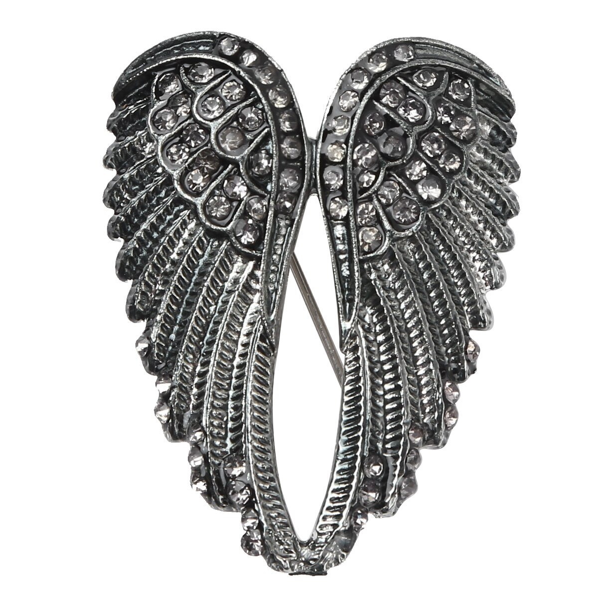 Vs Voorraad Sparkly Crystal Angel Wing Broche Elegante Trui Vest Pin Strass Corsage Pak Kraag Decor Sieraden Pins: Gun Black