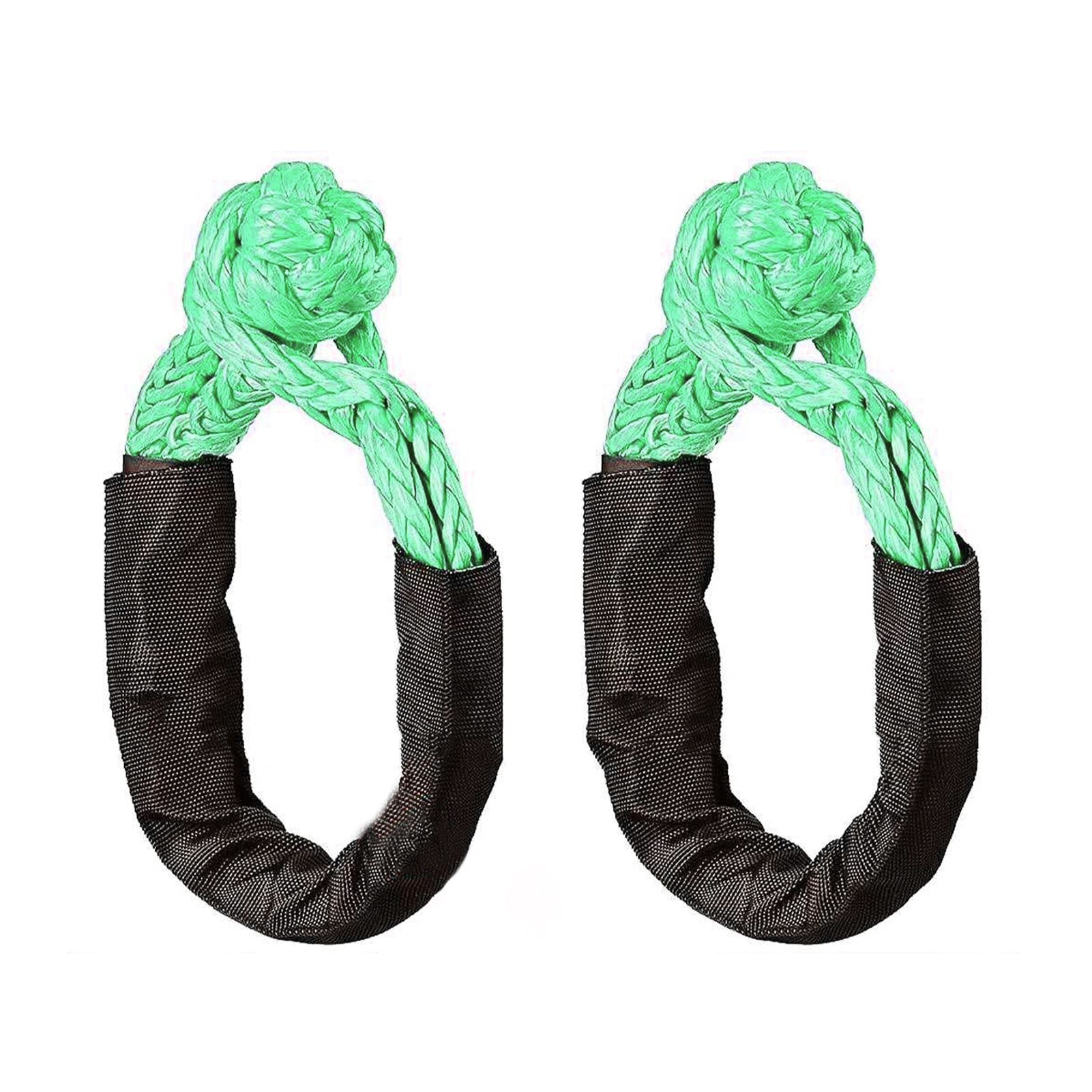 2pcs Off Road Towing ATV Winch Synthetic Portable Car Broke Down Strap Accessories UTV Soft Shackle Rope With Protective Sleeve