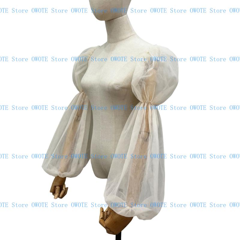652F Tulle Arm Cover Long Sleeve for Bridal Gown Dress Decorative Sleeves Shirt Bishop Sleeve Dress Decorative Long Sleeve: GRAY