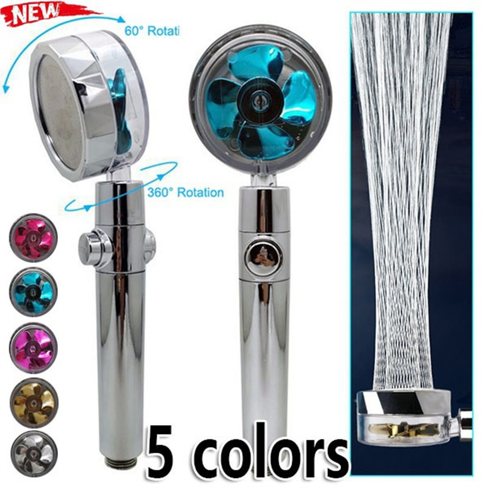 Turbocharged Shower Head Propeller Shower Head High Pressure Set 360 Rotate Golden Fan Turbocharge Pure Rainfall Helix Eco Showe