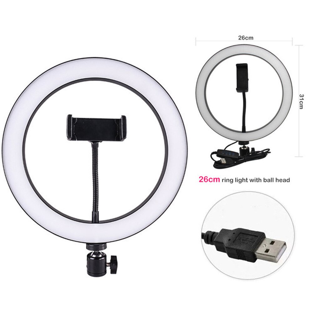 26 Cm Led Ring Licht Dimbare Usb Licht Voor Fotografie Camera Studio Make-Up Light Spot Verlichting