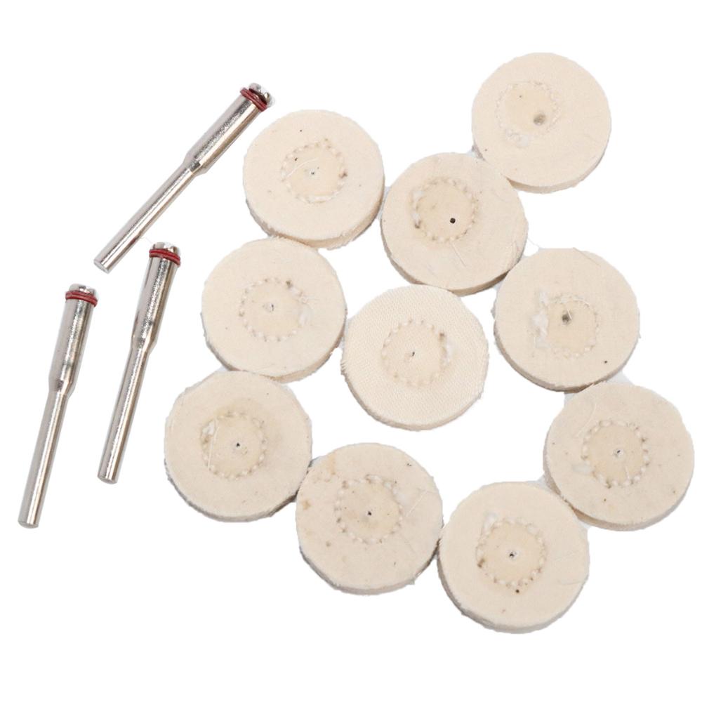 Tête de ponçage en coton, tige de 3mm, mini brosse pour perceuse Dremel: 22mm white 10pc
