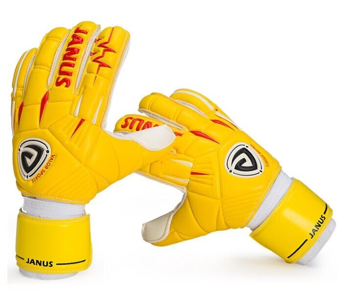 Janus Roll Finger Goalkeeper Gloves Goalie Keeper GK Gloves with Removable Finger Save Protection Size 7 8 9 10 Yellow Red