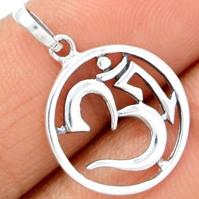 Guarantee Plain 925 Sterling Silver OM Religiouse Pendant , 27mm, 1.6 g, SPJ2061