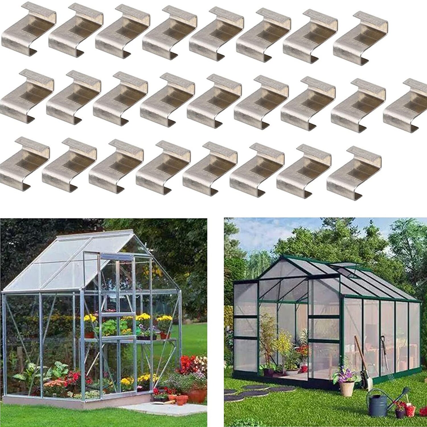 30 Pack Durable Stainless Steel Greenhouse Glazing Clips Stainless Steel W Spring Wire For Greenhouse