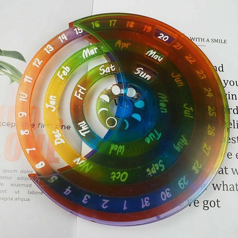 DIY Crystal Epoxy Resin Mould Weekly Calendar Board Hanging Plate Perpetual Calendar Listing Silicone Making Mold Tool For Resin