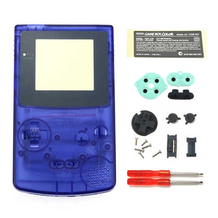 JCD Neue Spielkonsole Gehäuse Shell Fall Für GBC Gehäuse Abdeckung W/Tasten Kit schraubendreher: Clear Blue