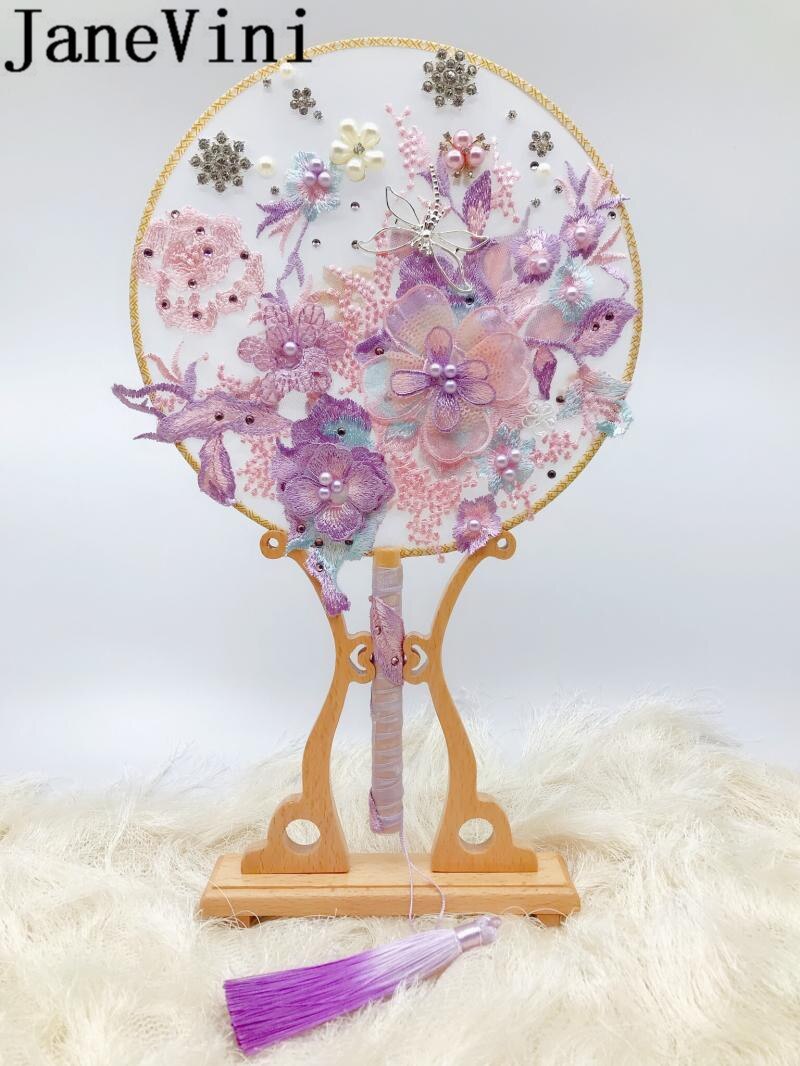 JaneVini nouvelle broche de mariée perlée Bouquet ventilateur bleu violet perles cristaux fleurs bijoux de luxe mariée Bouquets de mariage