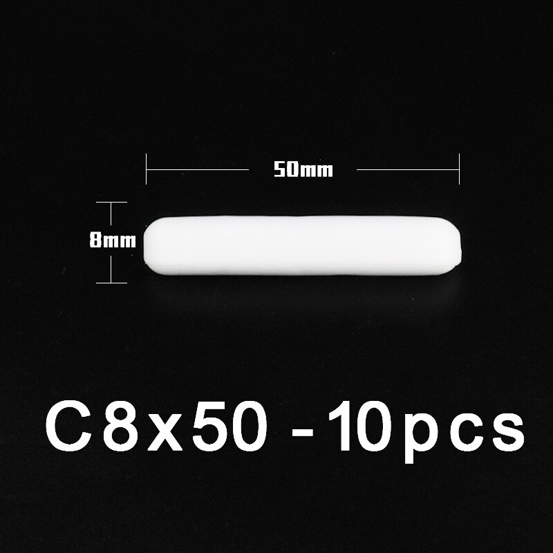 PTFE Magnet Rührer Rühren Bar Zylindrischen Typ-C Magneton Rühren Rührgerät Weiß Dreh Riegel, mehrere Größen Für Wahl, 10 stücke: C8x50mm-10Stck