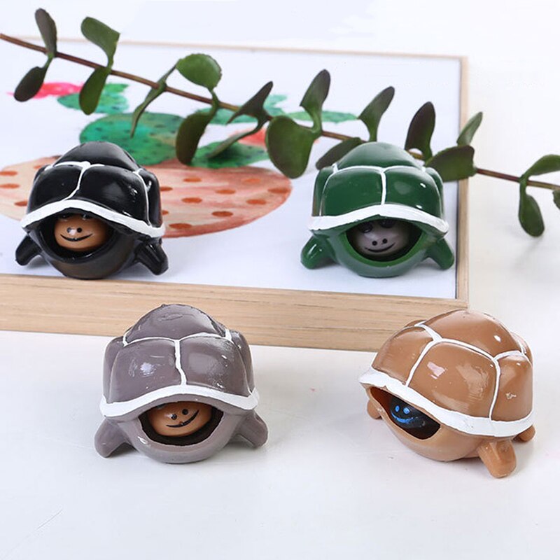 Cute Tortoise Telescopic Head Keychain Cartoon Turtle Key Ring Anti Stress Squeeze Toys Funny Vent Toy Random Color