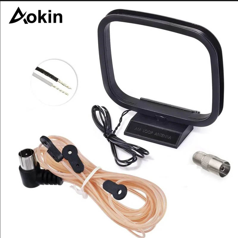 FM Dipole Antenna 75 Ohm Indoor FM Radio Antenna AM Loop Antenna for Indoor Bluetooth Home Stereo Receiver AV Audio