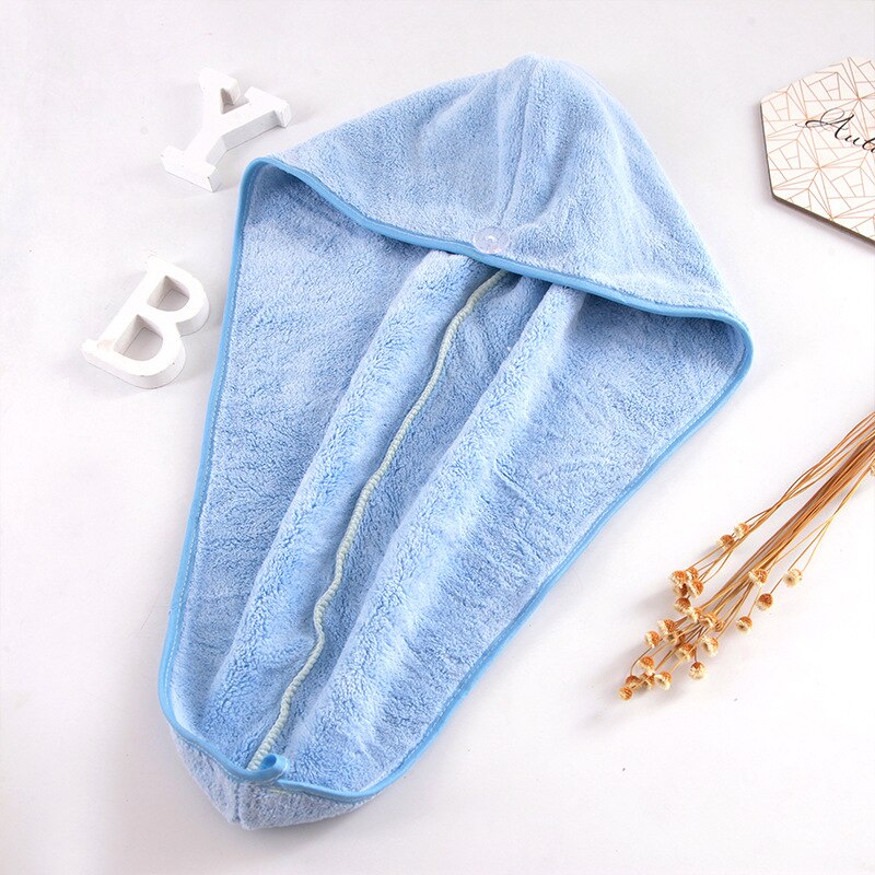 Nouvelle rayure cheveux serviette douce magique microfibre cheveux séchage rapide sèche serviette serviette de bain chapeau bouchon rapide Turban sec salle de bain Towe: Bleu