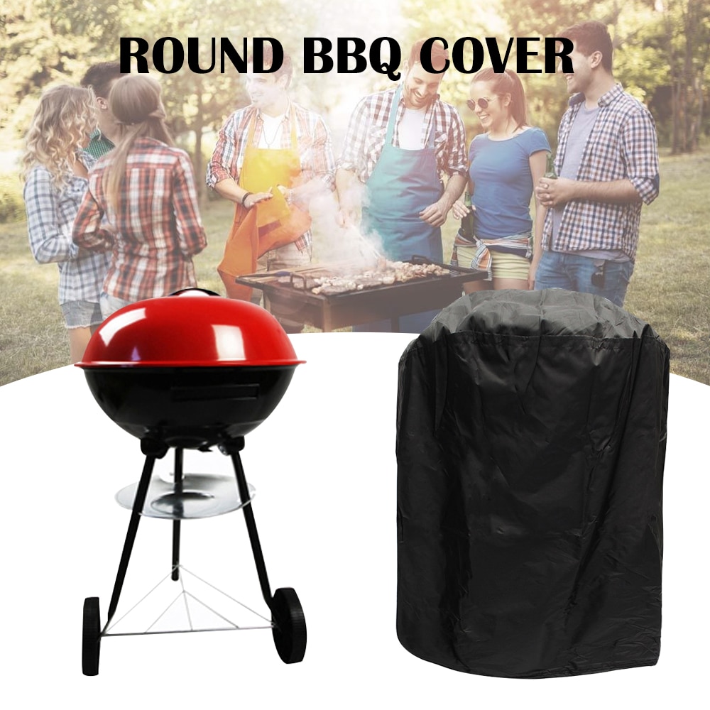 Couverture de Barbecue imperméable extérieure ronde couverture de Barbecue robuste Anti-poussière gaz charbon de bois Barbecue électrique Barbecue Barbecue fournitures