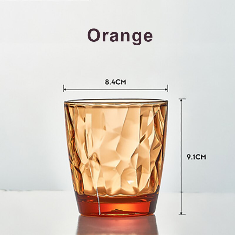 300ml Transparent Cups Acrylic Tumbler Plastic Beverage Juice Ice Tea Drinking Cups Reusable Unbreakable Glassware Kids: Orange 05