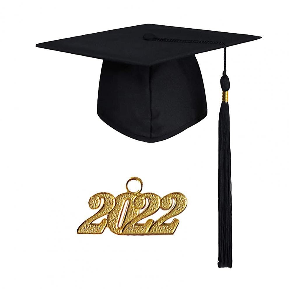 2022 Memorable Graduation Cap 2022 Fabric Practical Coloful Graduation Cap Decoration for Student: Black
