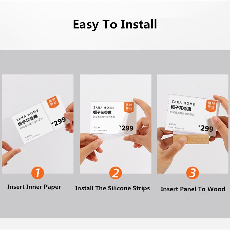 90*60mm Mini Desk Wood Acrylic Sign Holder Display Stand Price Label Paper Card Stand Talker