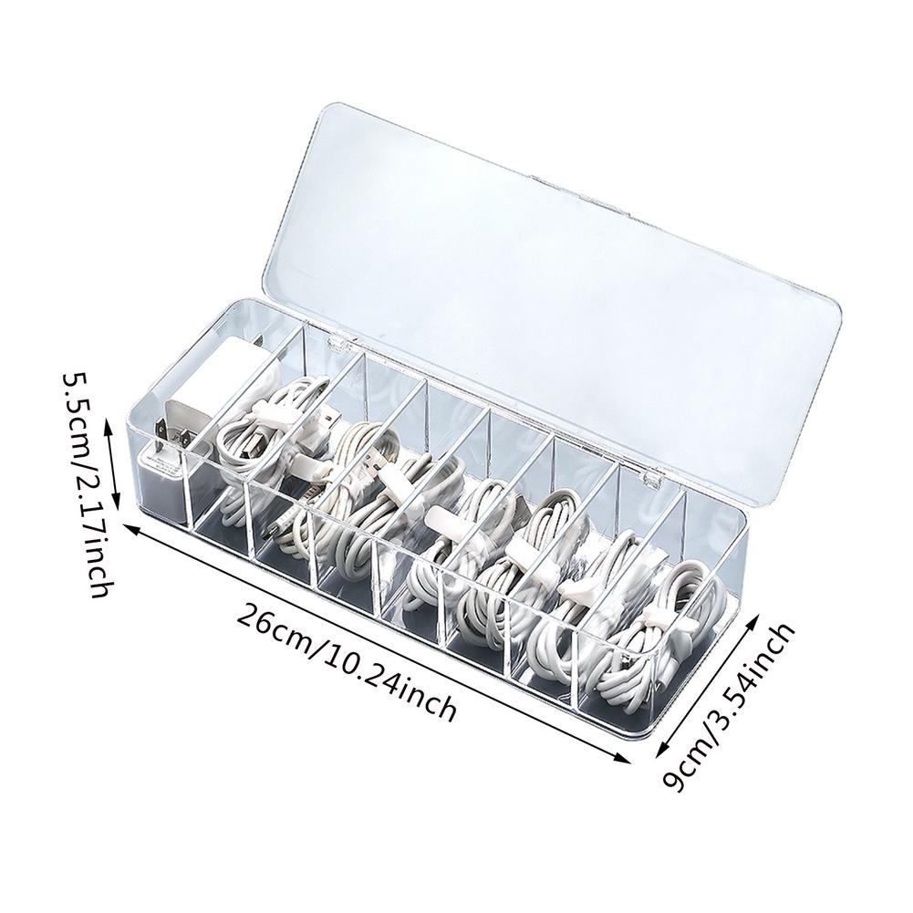 Transparent Cable Storage Box Charging Cable Storage Container For Desktop Charger Cable Storage Box Organizer Storage Container