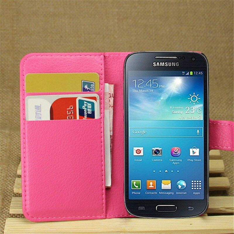 Funda de cuero Flip cartera caja del teléfono para Samsung Galaxy S4 Mini S 4 GT I9500 I9190 I9505 GT-I9500 GT-I9505 I9192 GT-I9190 s4Mini caso