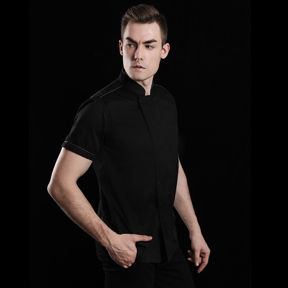Ademende korte mouwen chef-kok uniform unisex koksjas koffiebar hoge overalls hotel restaurant chef-kok uniform