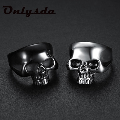 Anillo de calavera pulida con Calvarium para hombre, joya gótica de acero inoxidable 316L, joyería para , motociclista, Diablo