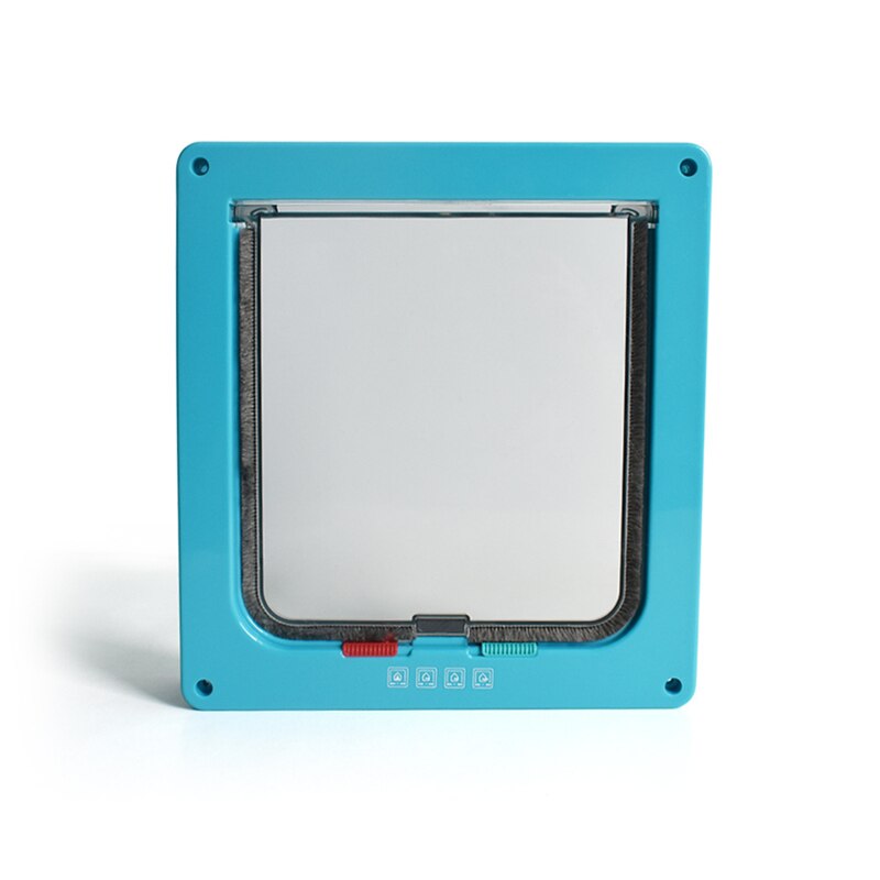 Cat Flap Door with 4 Way Lock Security Flap Door for Dog Cat Kitten Small Pet Gate Door Kit Cat Puppy Safety Gate S/M/L 5 Colors: Blue / XL 27.7X25X5.5cm