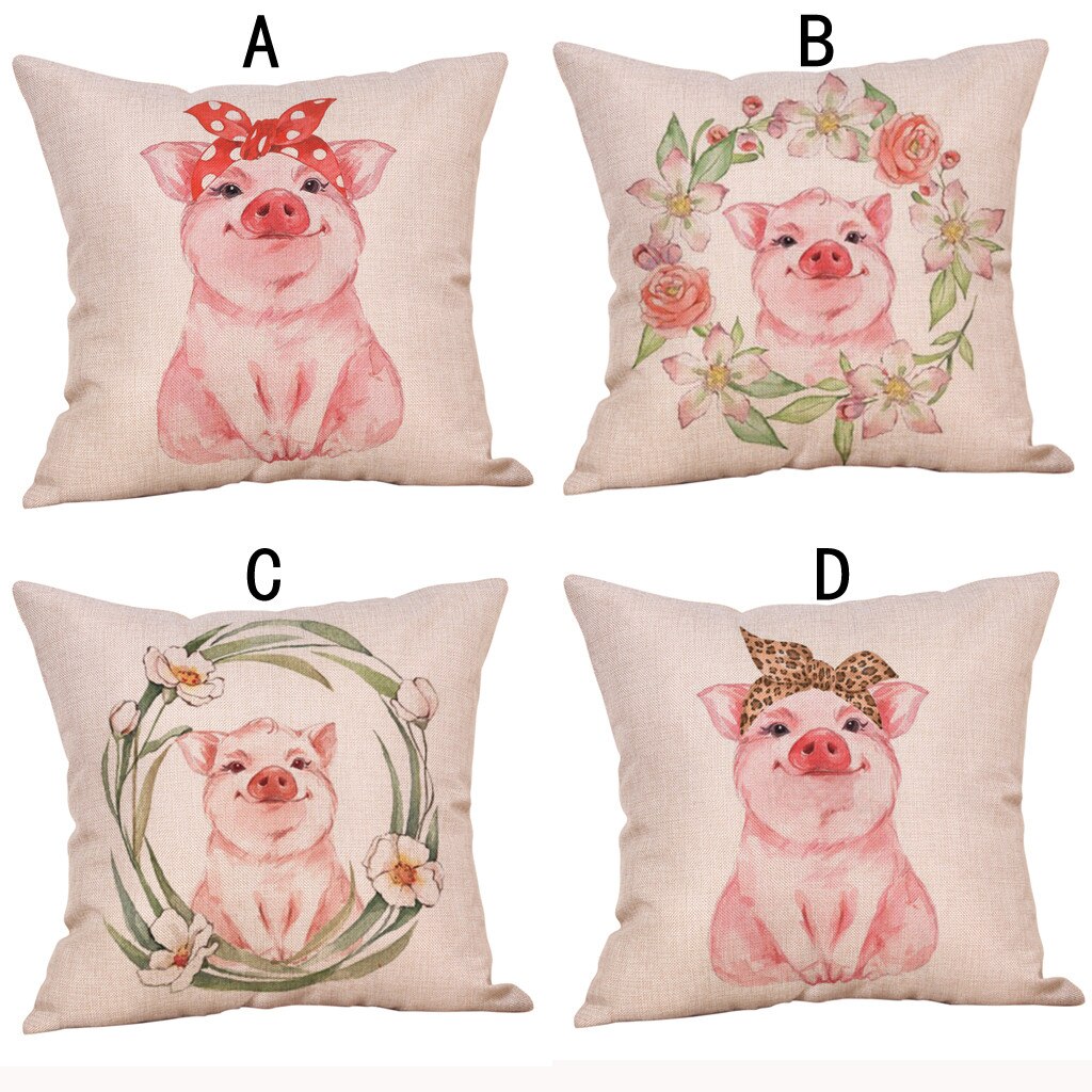 Schattige Dieren Varken Katoen Linnen Kussensloop Kussenhoes Taille Sofa Auto Home Decor Home Decor Kids Woonkamer Decoratie Die