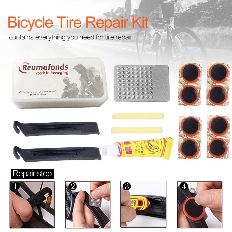Praktische Mountainbike Reparatie Fiets Reparatie Tool Kits Fix Platte Rubber Kit Band Buis Patch Lijm Fietsen Kit