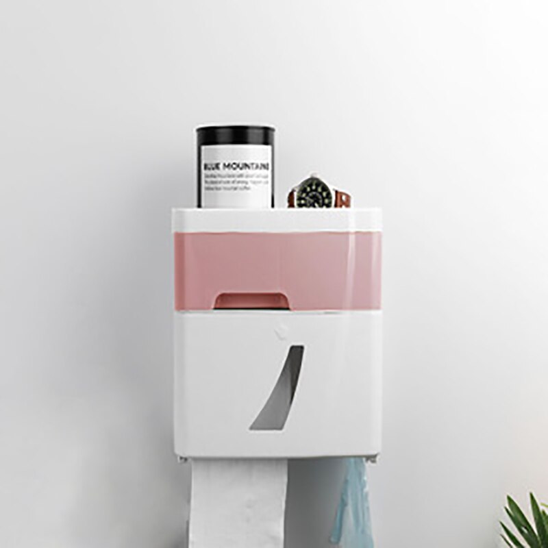 Bathroom Waterproof Tissue Box Plastic Toilet Roll Paper Holder Drawer Storage Box Double Layer Dispens Wall Mounted Paper