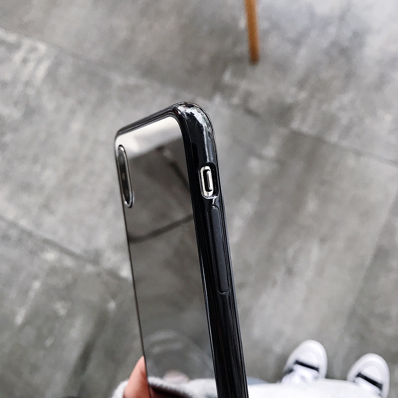 machen-hoch Spiegel praktisch hülle für iPhone 11 12 13 14 15 Profi Max 13Mini Stoßstangen schutz abdeckung für iPhone XS Max XR 7 8Plus Rücken tasche