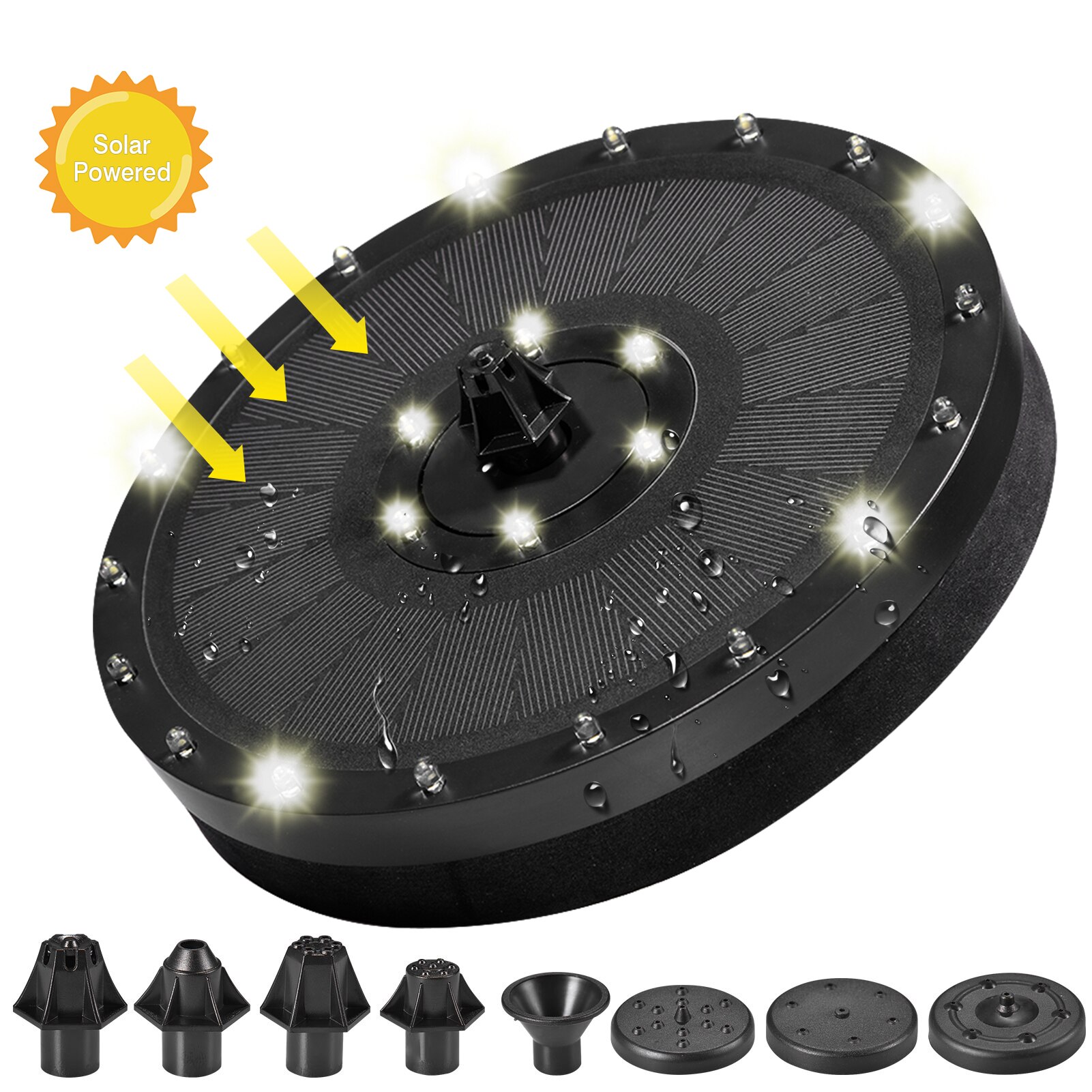 3.7V-10V /1.2W-3.5W Solar Fountain Floating Fountain Swimming Pool Water Pump Solar Panel LED Colorful Lights Shower Fountain