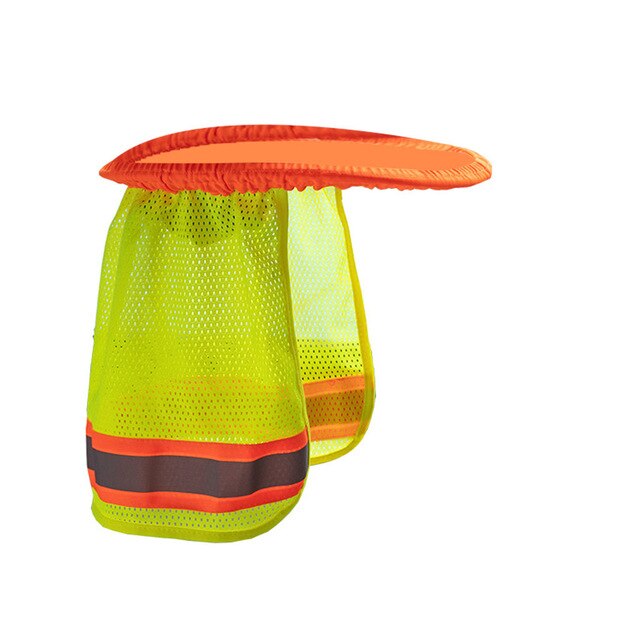 Gul orange hat udendørs konstruktion sikkerhed hård hat solskærm hals skjold reflekterende stribe beskyttende hjelme skjold: Fluorescerende gul