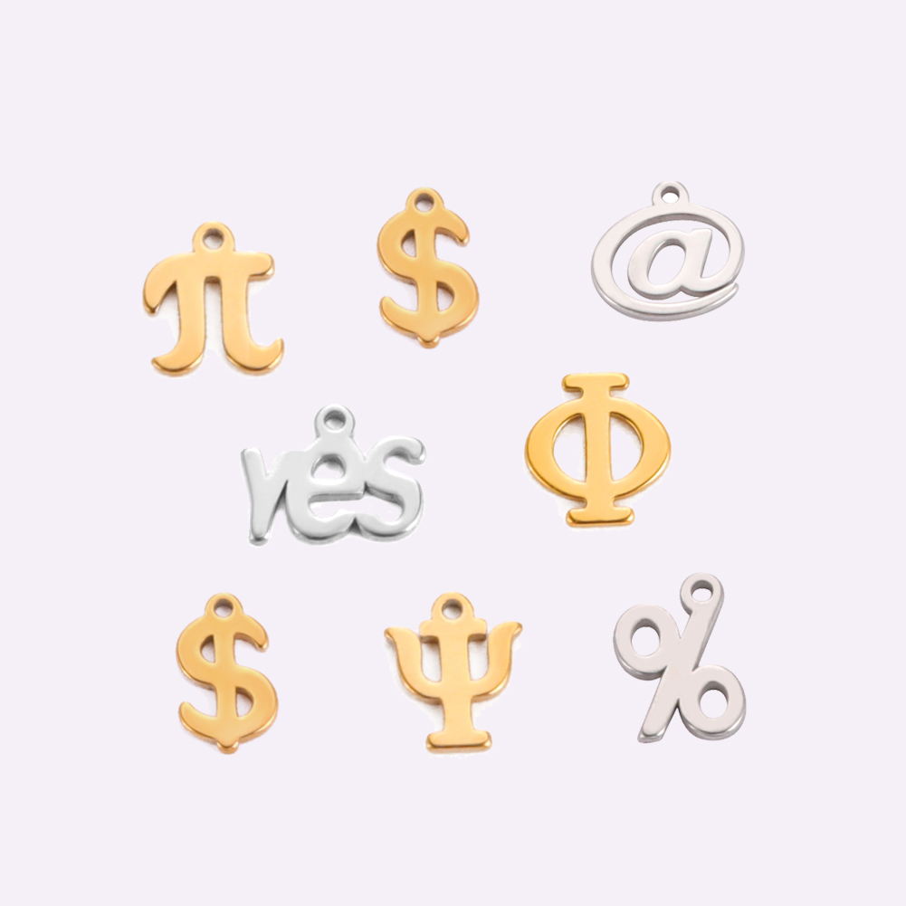 Teamer incantesimi in acciaio inossidabile creazione di gioielli alfabeto greco simbolo del dollaro ciondolo per collana braccialetto accessori fatti a mano fai da te