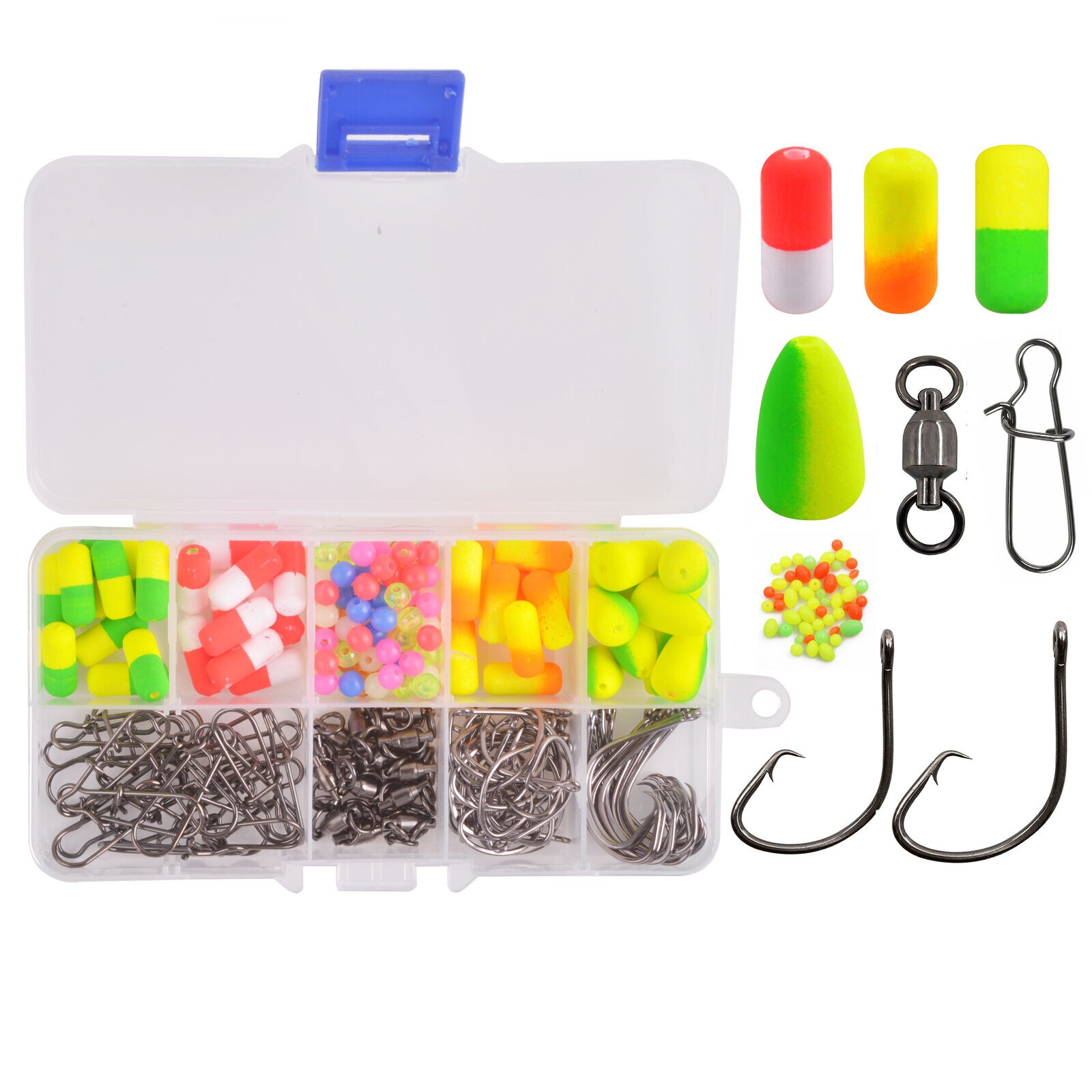 230pcs Pompano Rig Making Kit Surf Fishing Rig Float Bottom Rig Parts Snell Hook For Saltwater Fishiing Surf Fishing: 230pcs Double Color