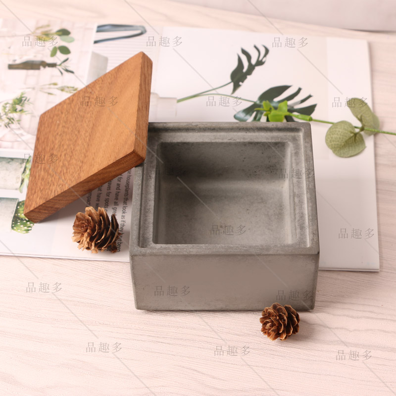 Store content box silicone mold desktop receive jewelry box cement concrete mould by hand: square