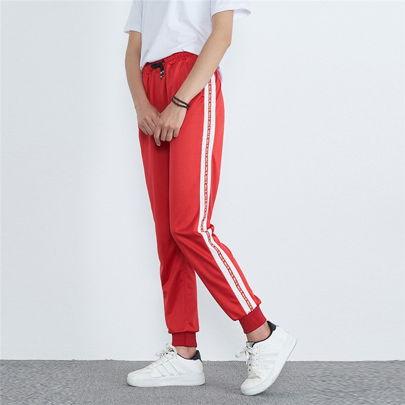 Sports Running Pants Striped Print Women Training Pants Mid-Waist Fitness Sports Pants Women Pantalon Deportivo Mujer 0907