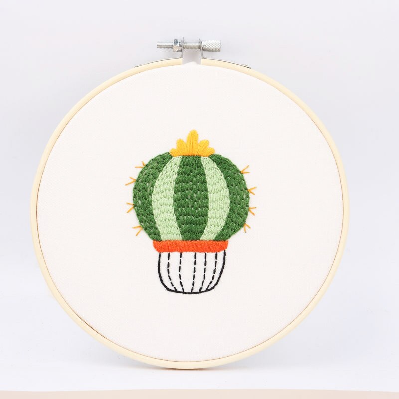Kit de broderie avec motif Cactus et plante en bambou, 3 pièces, points de croix imprimés, couture artisanale, peinture d&#39;art