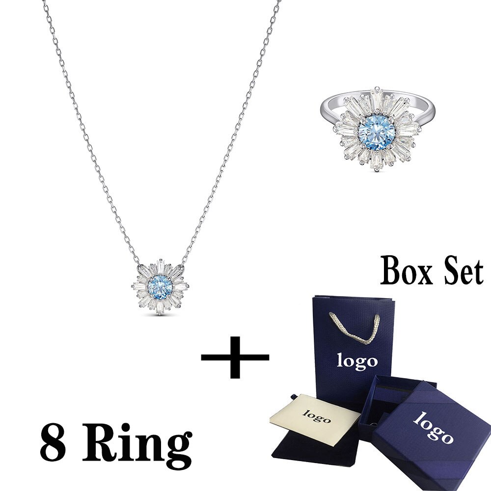 Fashionable SUNSHINE Blue Crystal Necklace Jewelry Simple and for Girlfriend Birthday Memorial Best: 12