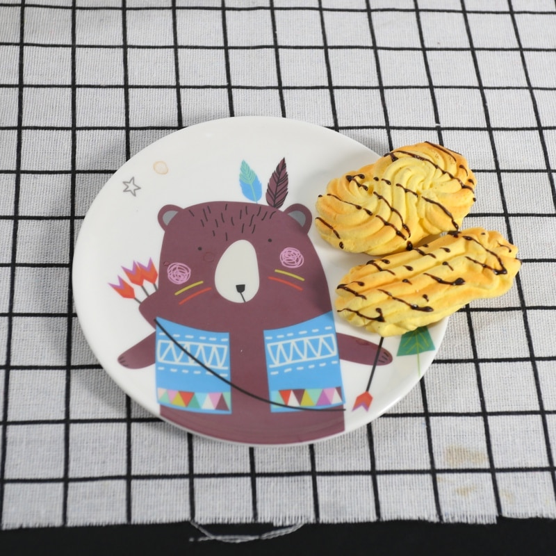 Melamine Cartoon Round Plate Dinner Breakfast Plate Salad Plate Imitation Porcelain Tableware Child Breakfast Plate Dishes