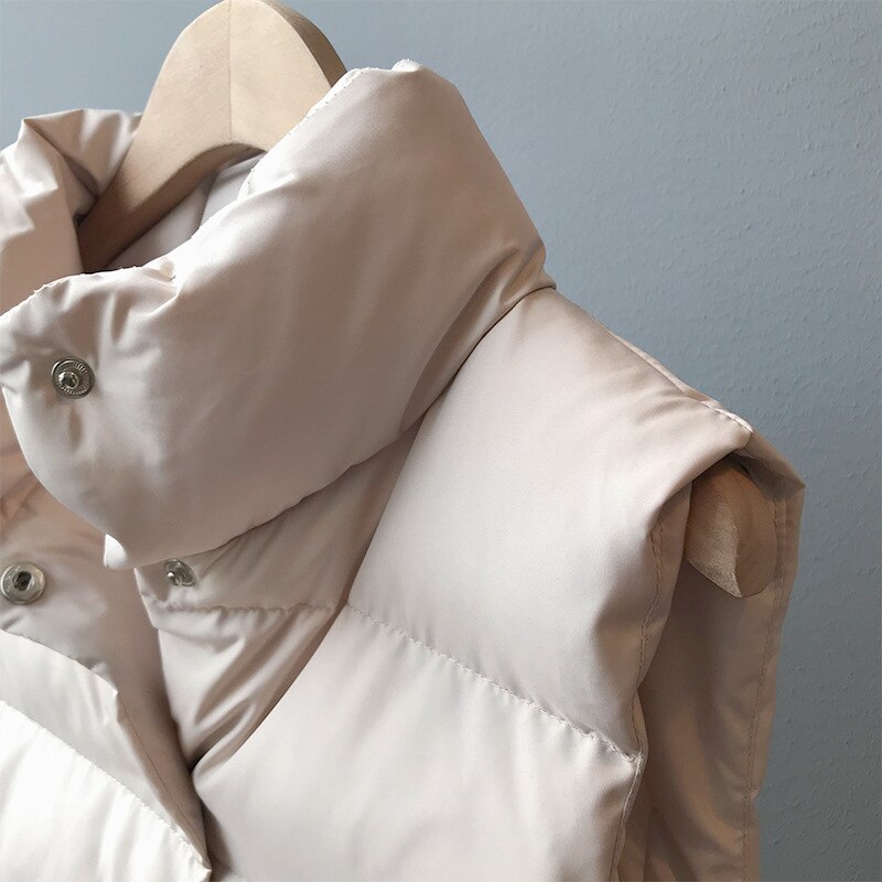 mujeres Chaleco de invierno abrigo de cuello alto mujeres Chaleco largo cálido mujeres Tops Chaleco Mujer Gilet Casaco femenino